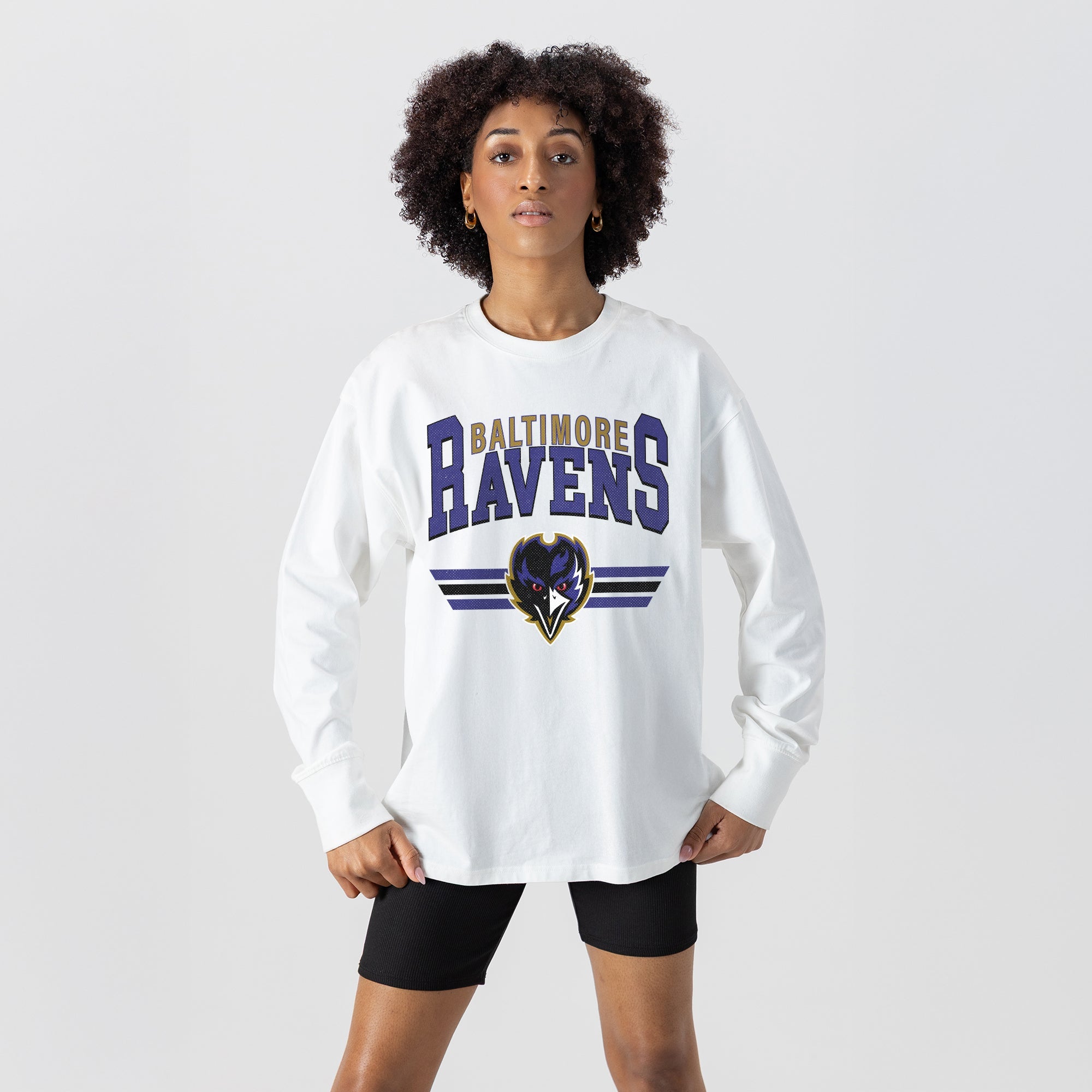 BALTIMORE RAVENS SWIFT STRIKE ESSENTIAL RELAXED FIT LONG SLEEVE TEE