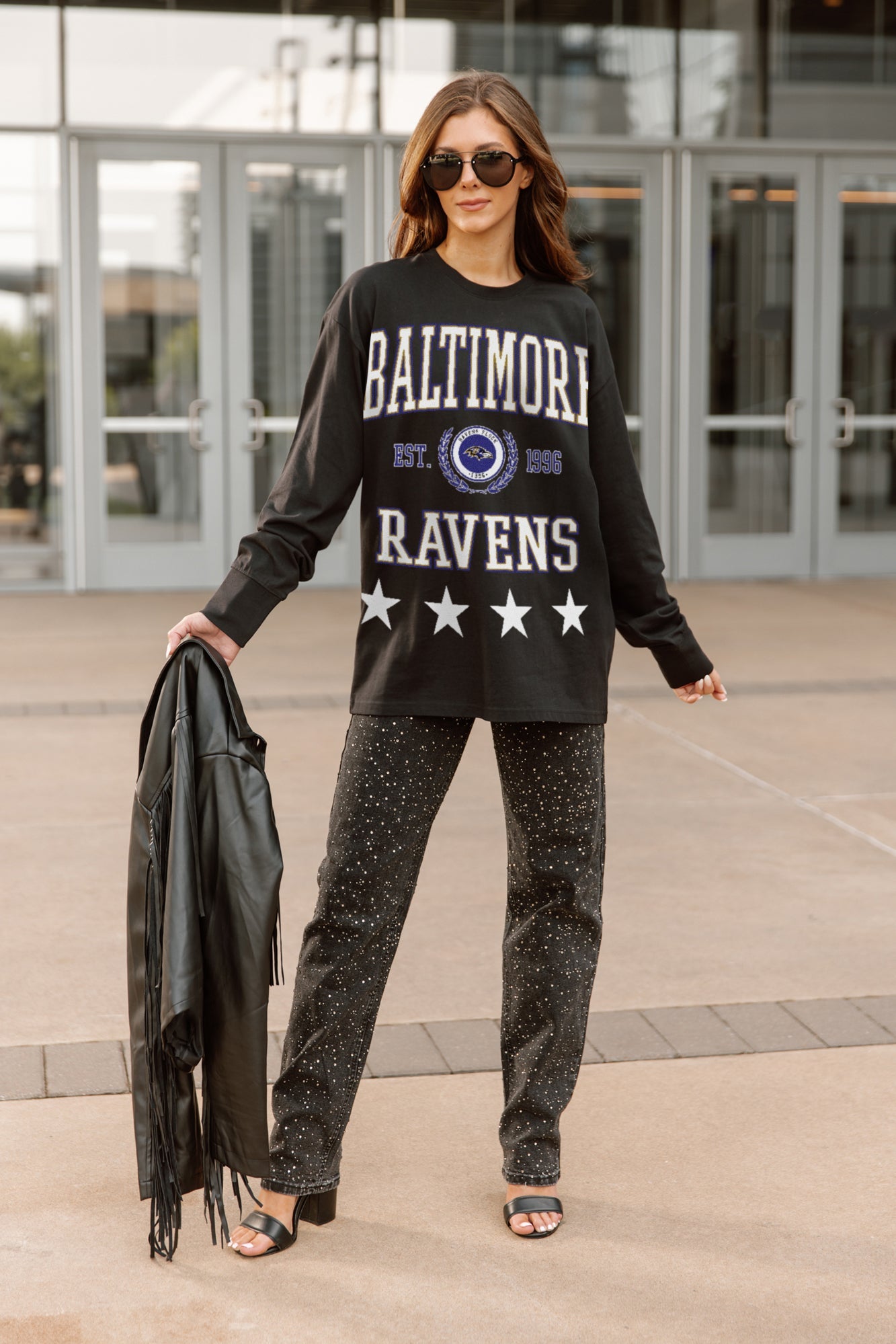 BALTIMORE RAVENS EVERYDAY STAR ESSENTIAL RELAXED FIT LONG SLEEVE TEE