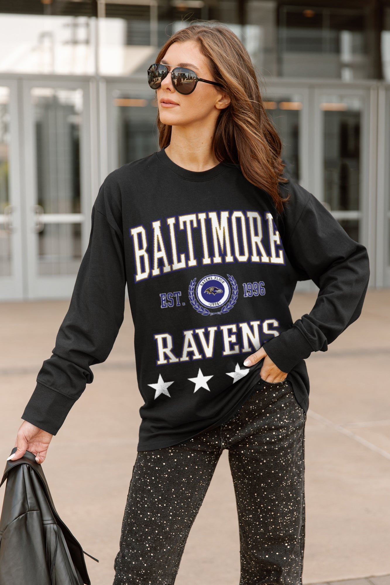 BALTIMORE RAVENS EVERYDAY STAR ESSENTIAL RELAXED FIT LONG SLEEVE TEE