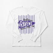BALTIMORE RAVENS RALLY STRIPE OVERSIZED LONG SLEEVE TEE