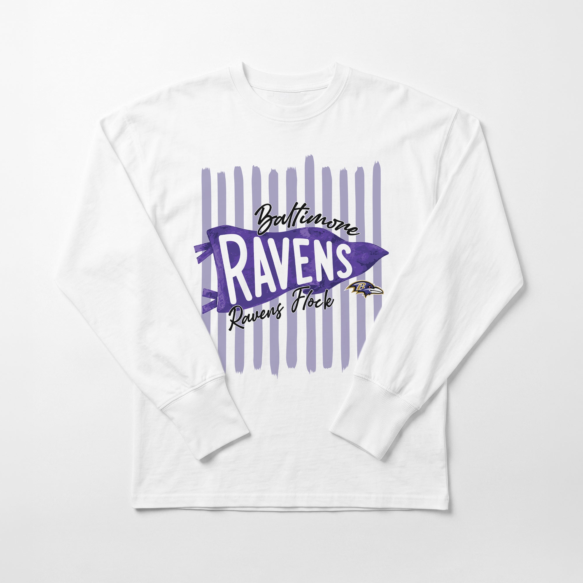BALTIMORE RAVENS RALLY STRIPE OVERSIZED LONG SLEEVE TEE