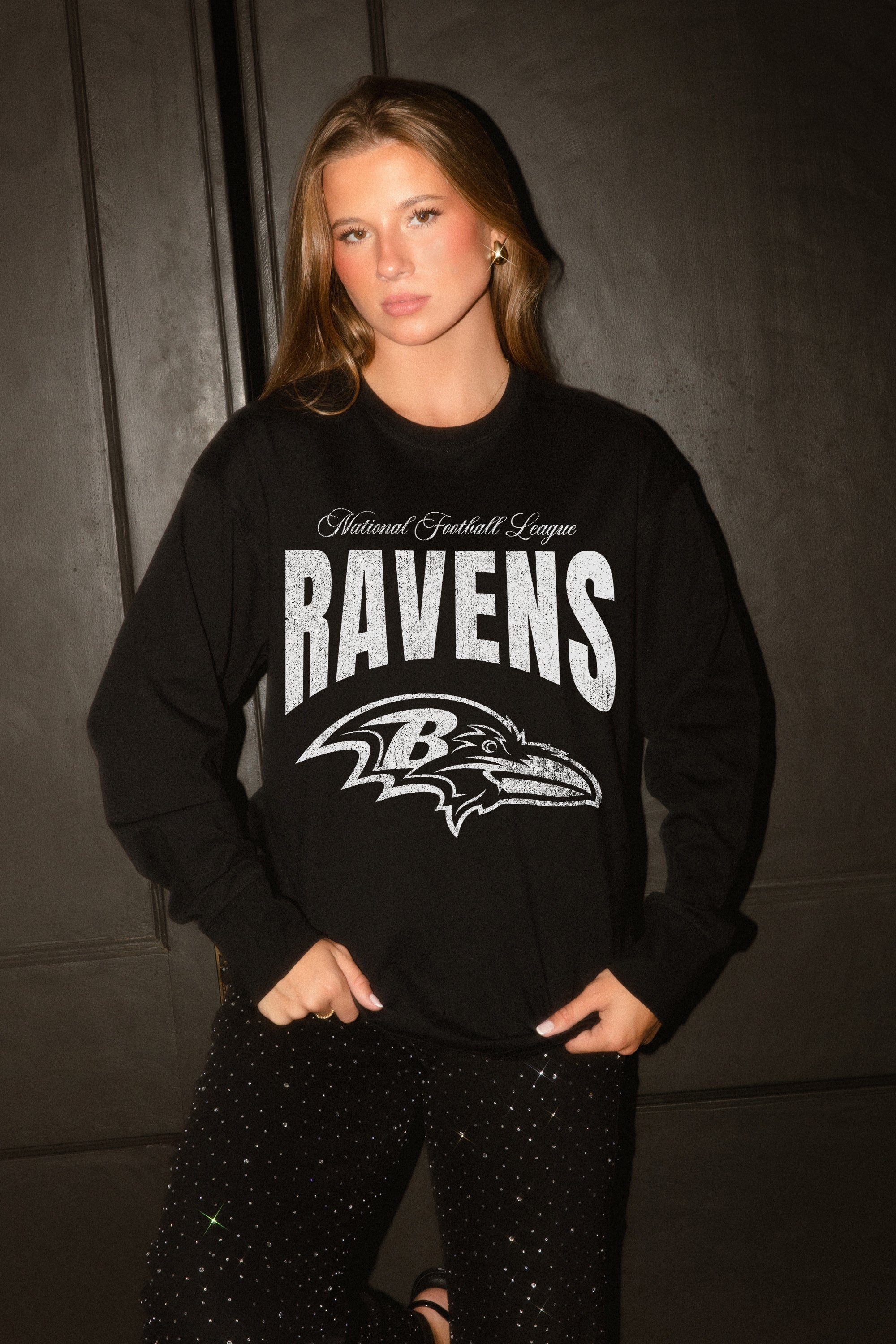 BALTIMORE RAVENS BOLD AMBITION OVERSIZED LONG SLEEVE TEE