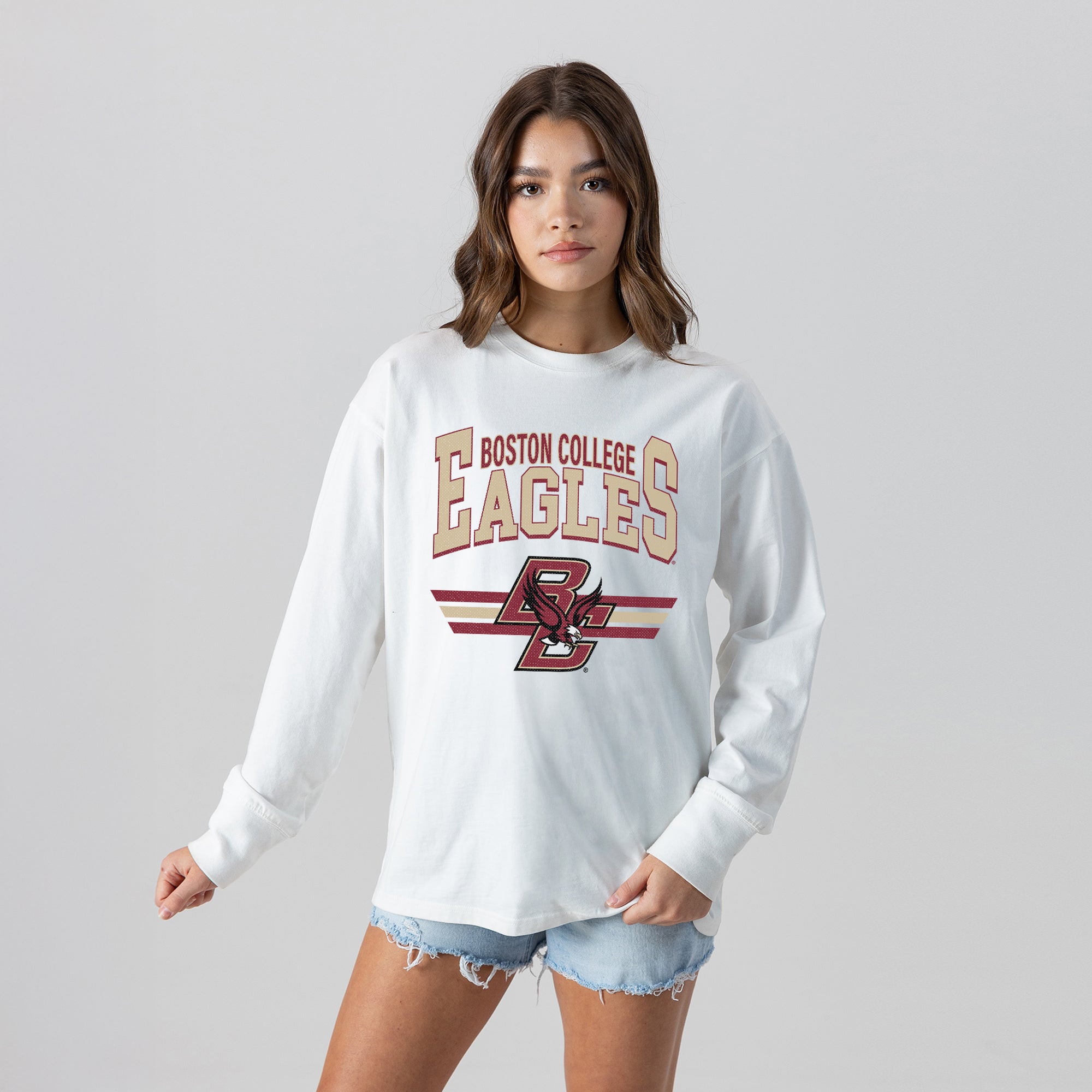 BOSTON COLLEGE EAGLES SWIFT STRIKE ESSENTIAL RELAXED FIT LONG SLEEVE TEE