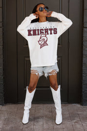 BELLARMINE KNIGHTS BIG GOALS OVERSIZED LONG SLEEVE TEE WITH RIBBED NECKLINE AND CUFFS