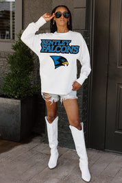 BENTLEY FALCONS BIG GOALS OVERSIZED LONG SLEEVE TEE WITH RIBBED NECKLINE AND CUFFS