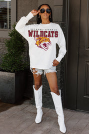 BETHUNE-COOKMAN WILDCATS BIG GOALS OVERSIZED LONG SLEEVE TEE WITH RIBBED NECKLINE AND CUFFS