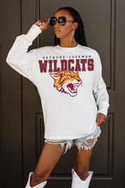 BETHUNE-COOKMAN WILDCATS BIG GOALS OVERSIZED LONG SLEEVE TEE WITH RIBBED NECKLINE AND CUFFS