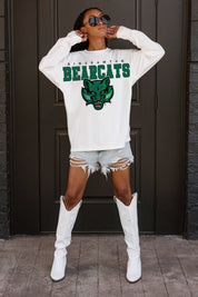 BINGHAMTON BEARCATS BIG GOALS OVERSIZED LONG SLEEVE TEE WITH RIBBED NECKLINE AND CUFFS