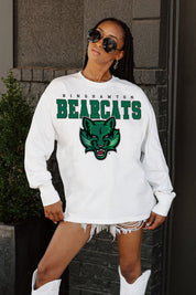 BINGHAMTON BEARCATS BIG GOALS OVERSIZED LONG SLEEVE TEE WITH RIBBED NECKLINE AND CUFFS