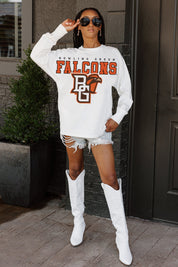 BOWLING GREEN FALCONS BIG GOALS OVERSIZED LONG SLEEVE TEE WITH RIBBED NECKLINE AND CUFFS