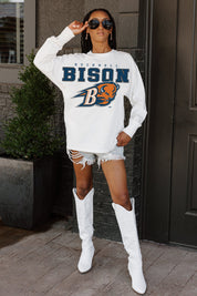 BUCKNELL BISON BIG GOALS OVERSIZED LONG SLEEVE TEE WITH RIBBED NECKLINE AND CUFFS