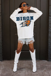 BUCKNELL BISON BIG GOALS OVERSIZED LONG SLEEVE TEE WITH RIBBED NECKLINE AND CUFFS