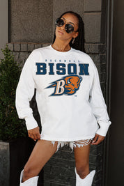 BUCKNELL BISON BIG GOALS OVERSIZED LONG SLEEVE TEE WITH RIBBED NECKLINE AND CUFFS