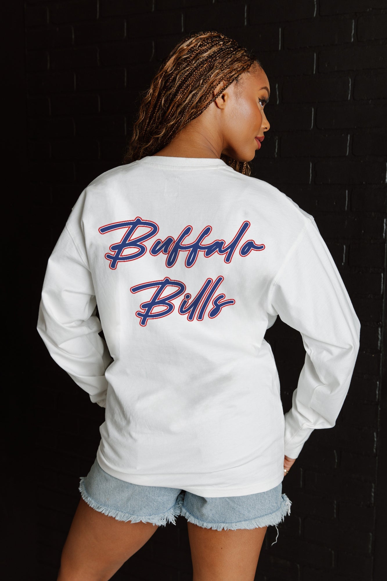 BUFFALO BILLS DOUBLE MOVE OVERSIZED MIDWEIGHT LONG SLEEVE TEE