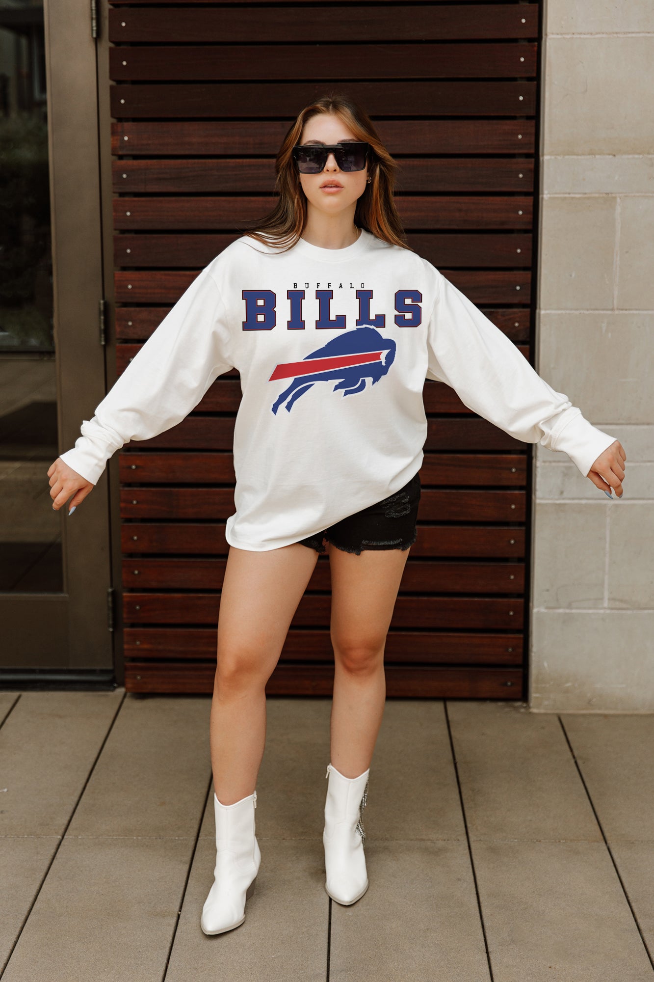 BUFFALO BILLS BIG GOALS OVERSIZED MIDWEIGHT LONG SLEEVE TEE
