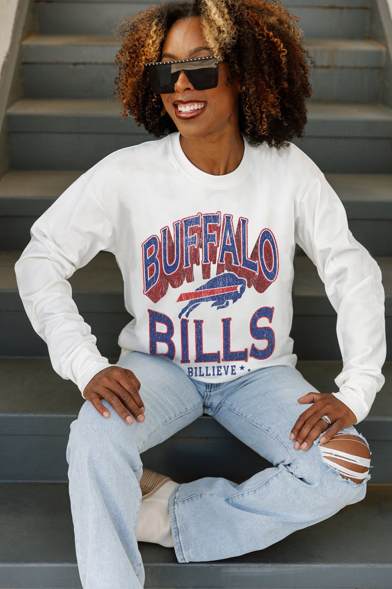 BUFFALO BILLS TIME OUT OVERSIZED MIDWEIGHT LONG SLEEVE TEE