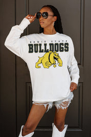 BOWIE STATE BULLDOGS BIG GOALS OVERSIZED LONG SLEEVE TEE WITH RIBBED NECKLINE AND CUFFS
