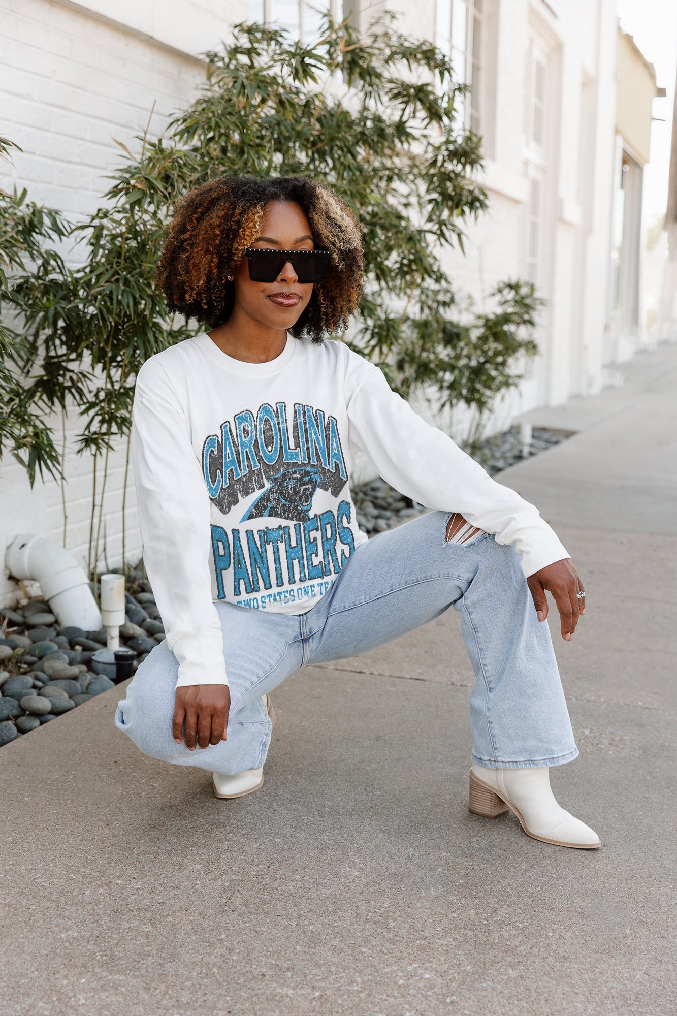 CAROLINA PANTHERS TIME OUT OVERSIZED MIDWEIGHT LONG SLEEVE TEE