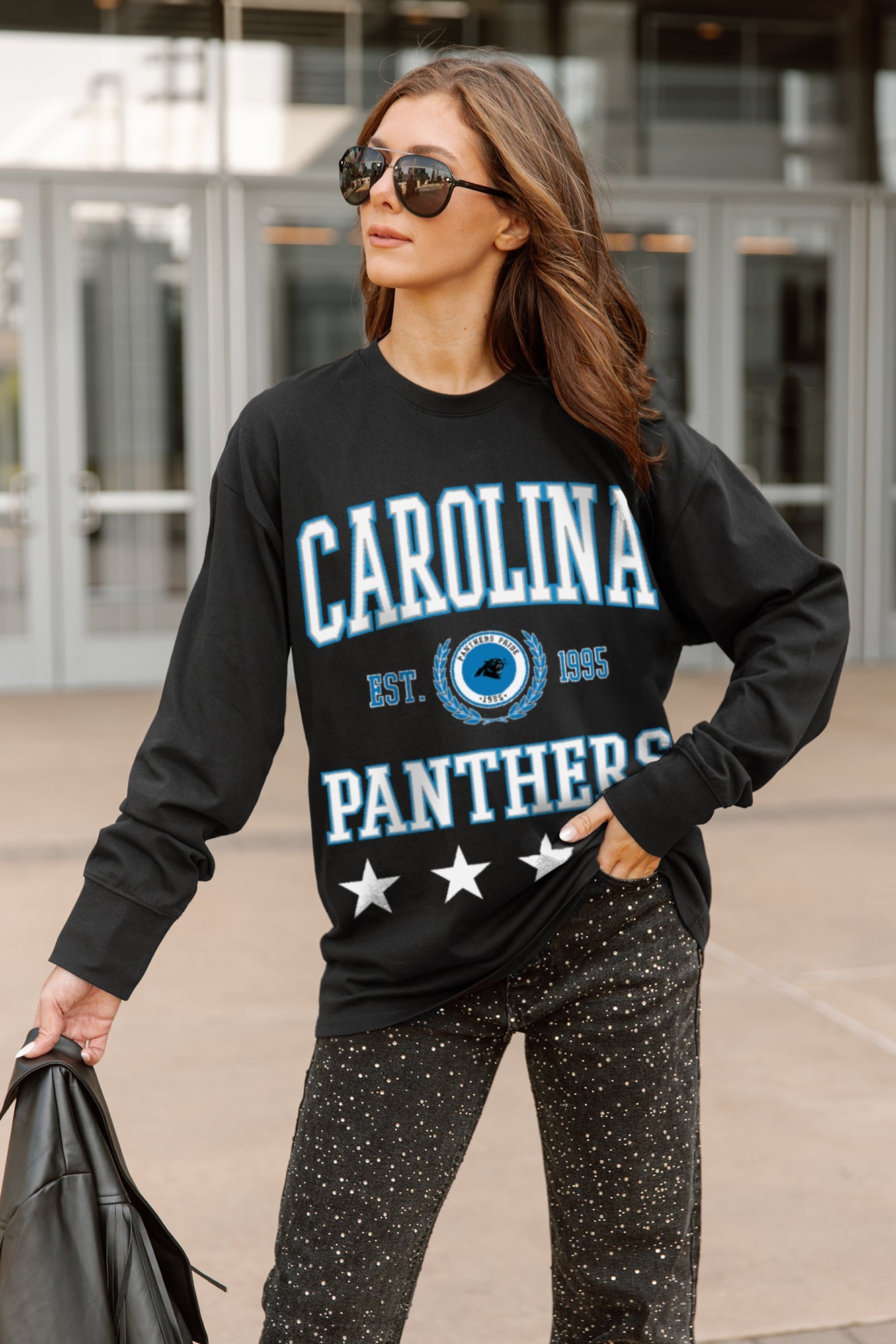 CAROLINA PANTHERS EVERYDAY STAR ESSENTIAL RELAXED FIT LONG SLEEVE TEE