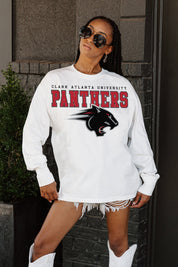 CLARK ATLANTA UNIVERSITY PANTHERS BIG GOALS OVERSIZED LONG SLEEVE TEE WITH RIBBED NECKLINE AND CUFFS