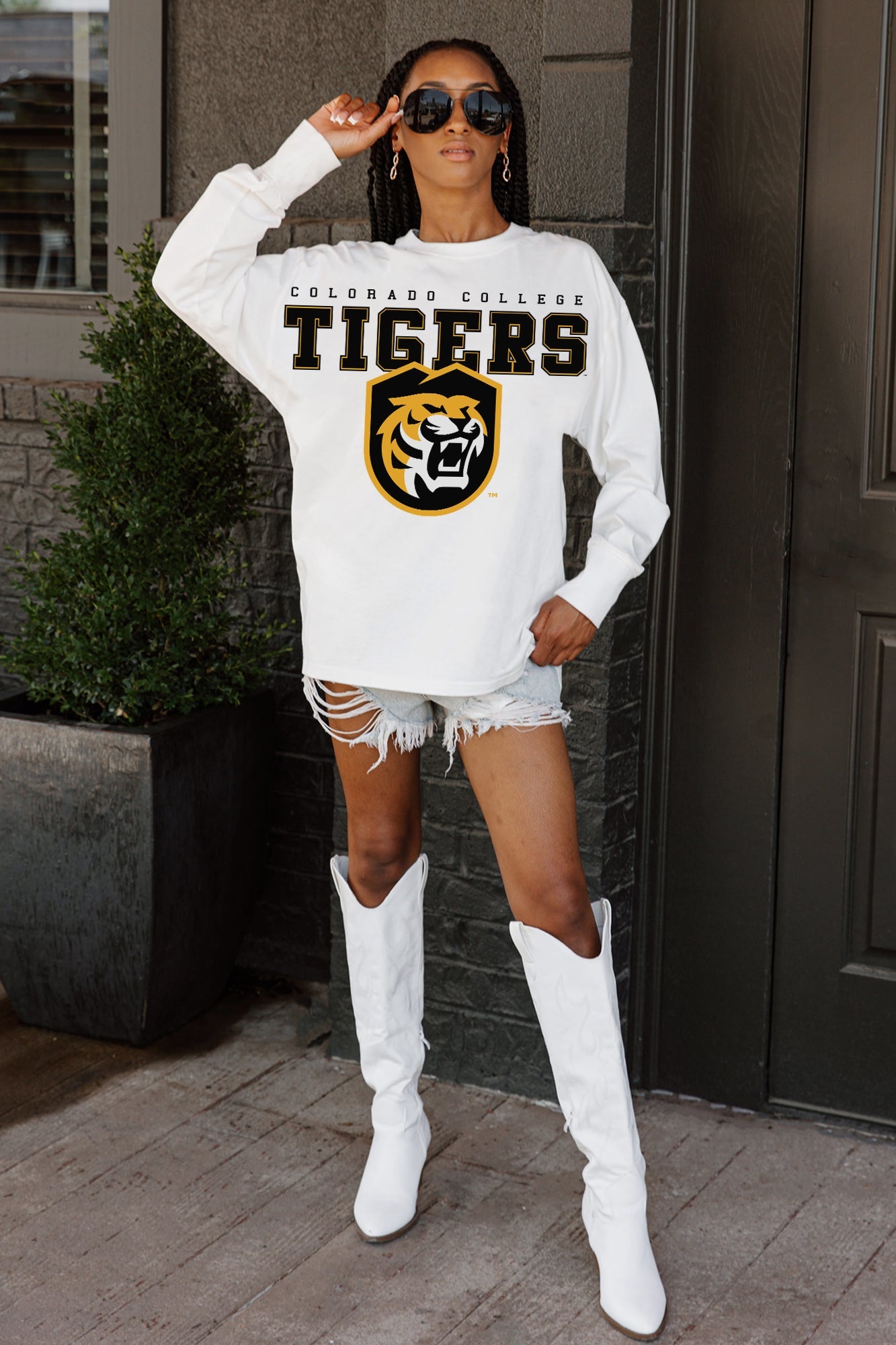 COLORADO TIGERS BIG GOALS OVERSIZED LONG SLEEVE TEE WITH RIBBED NECKLINE AND CUFFS