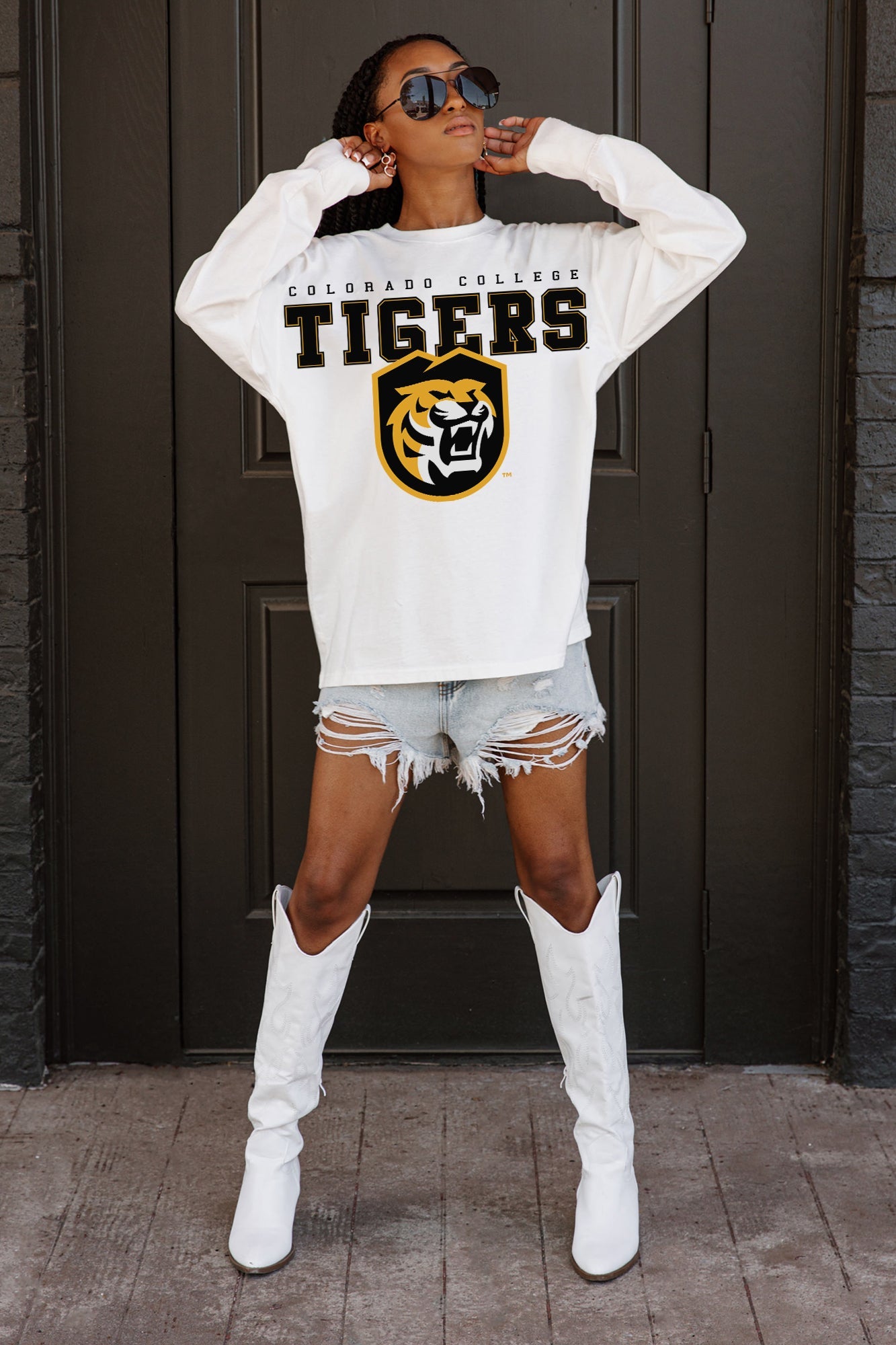 COLORADO TIGERS BIG GOALS OVERSIZED LONG SLEEVE TEE WITH RIBBED NECKLINE AND CUFFS