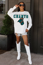 COASTAL CAROLINA CHANTICLEERS BIG GOALS OVERSIZED LONG SLEEVE TEE WITH RIBBED NECKLINE AND CUFFS