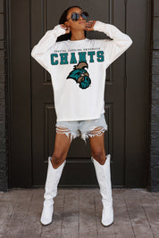 COASTAL CAROLINA CHANTICLEERS BIG GOALS OVERSIZED LONG SLEEVE TEE WITH RIBBED NECKLINE AND CUFFS