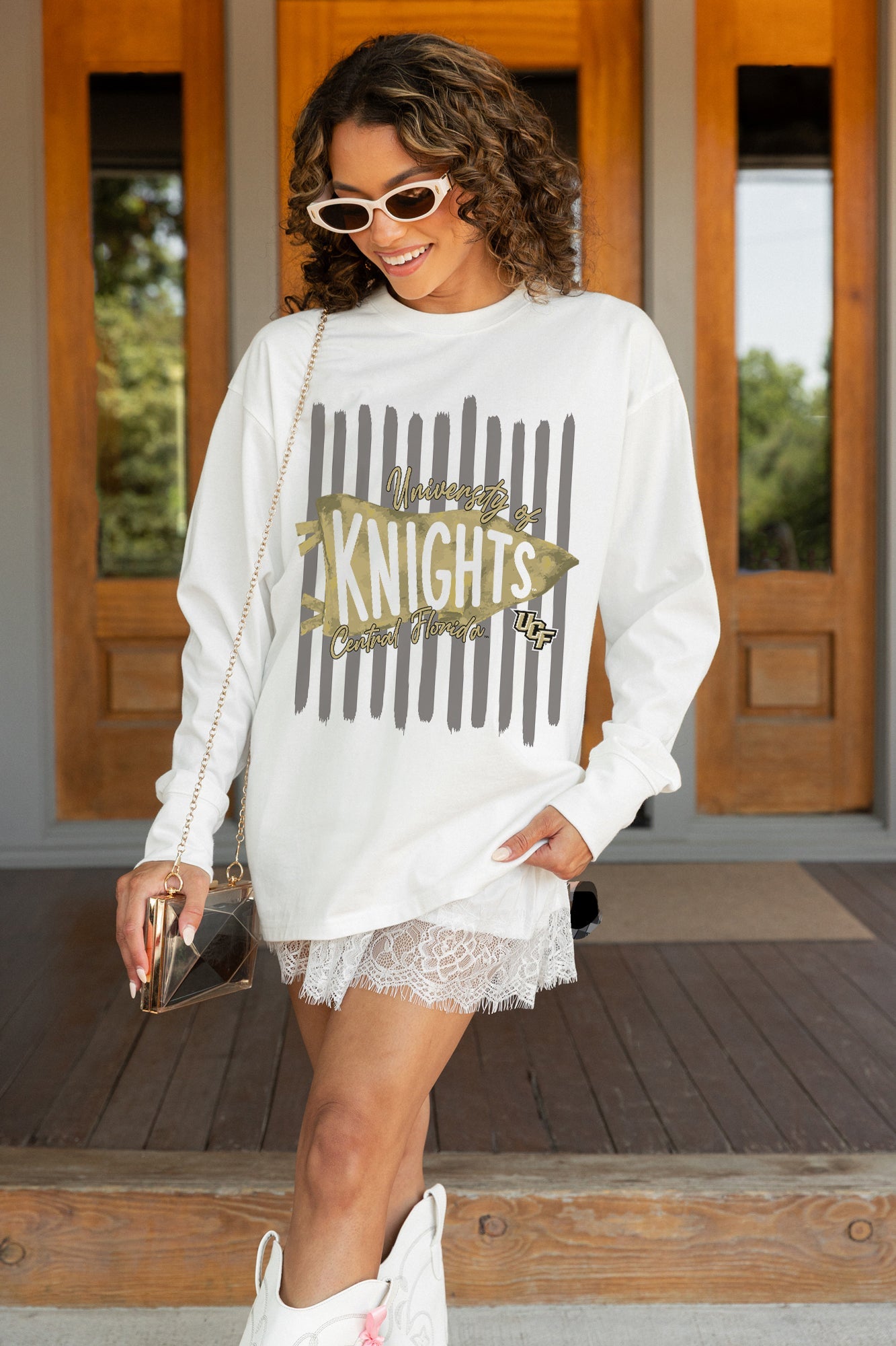 CENTRAL FLORIDA KNIGHTS RALLY STRIPE ESSENTIAL RELAXED FIT LONG SLEEVE TEE