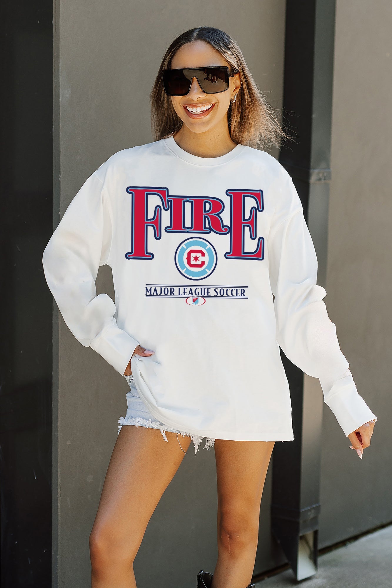 CHICAGO FIRE SC SHINING SPIRIT OVERSIZED MIDWEIGHT LONG SLEEVE TEE