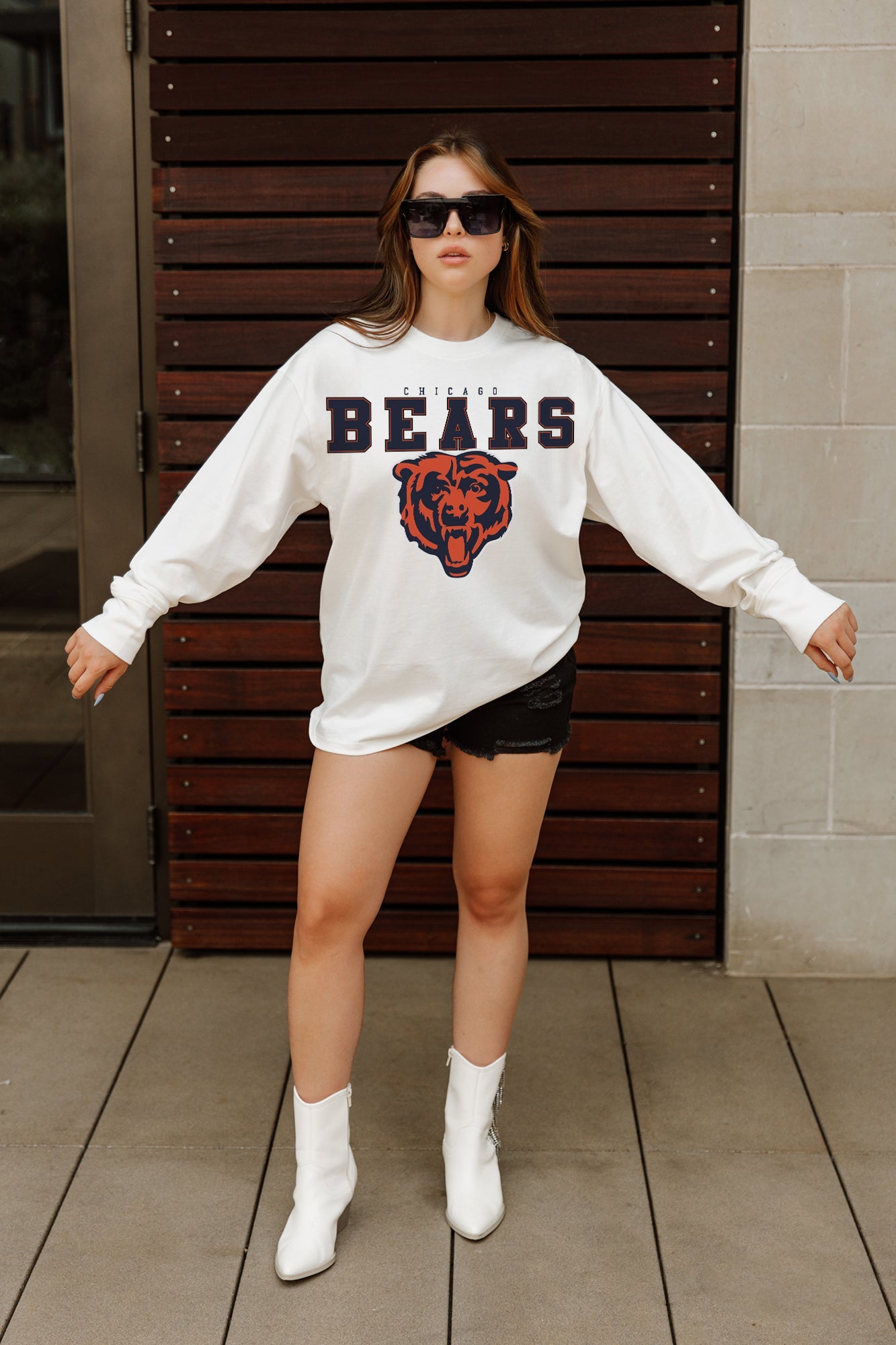 CHICAGO BEARS BIG GOALS OVERSIZED MIDWEIGHT LONG SLEEVE TEE