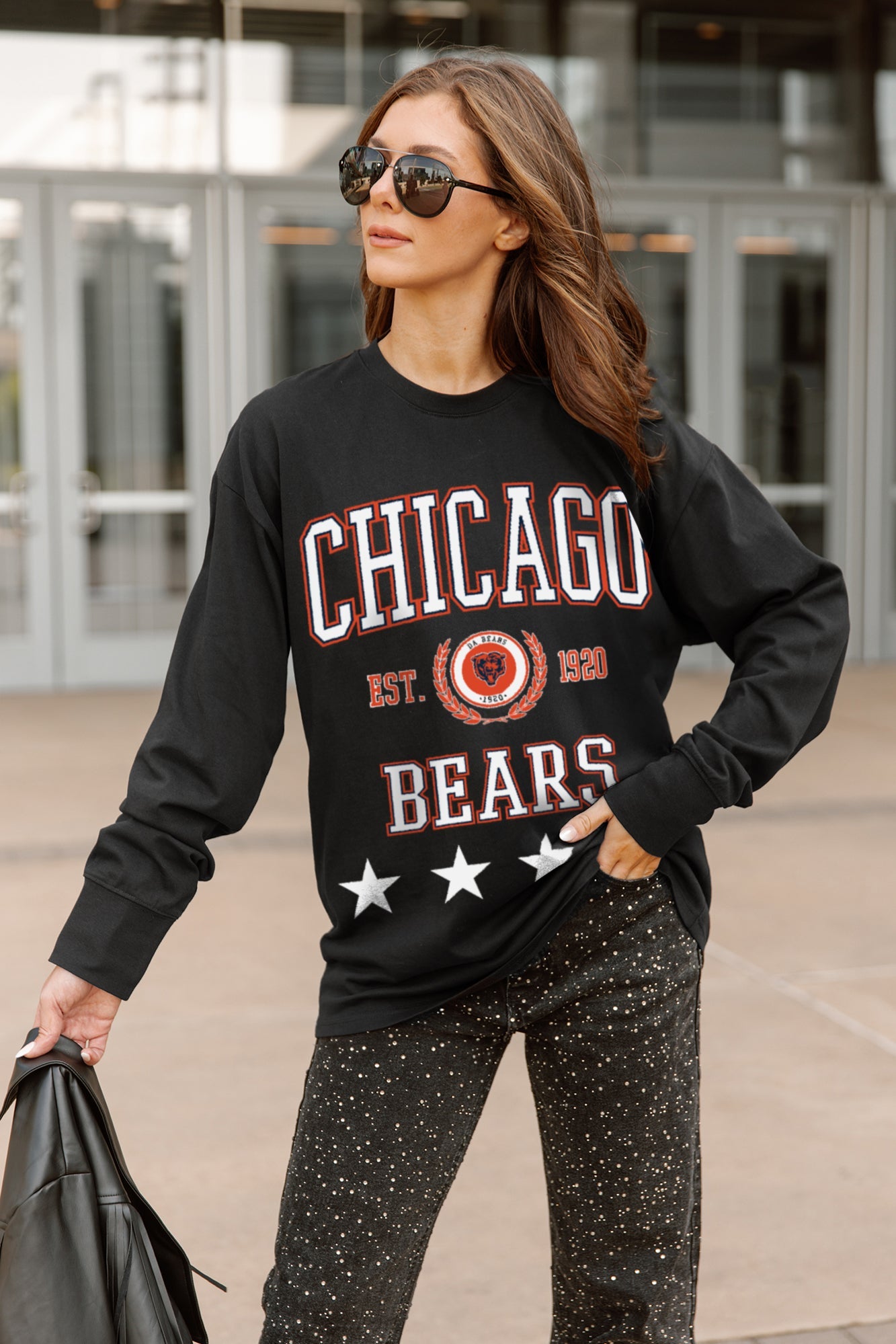 CHICAGO BEARS EVERYDAY STAR ESSENTIAL RELAXED FIT LONG SLEEVE TEE