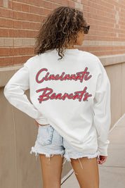CINCINNATI BEARCATS DOUBLE MOVE OVERSIZED LONG SLEEVE TEE WITH RIBBED NECKLINE AND CUFFS
