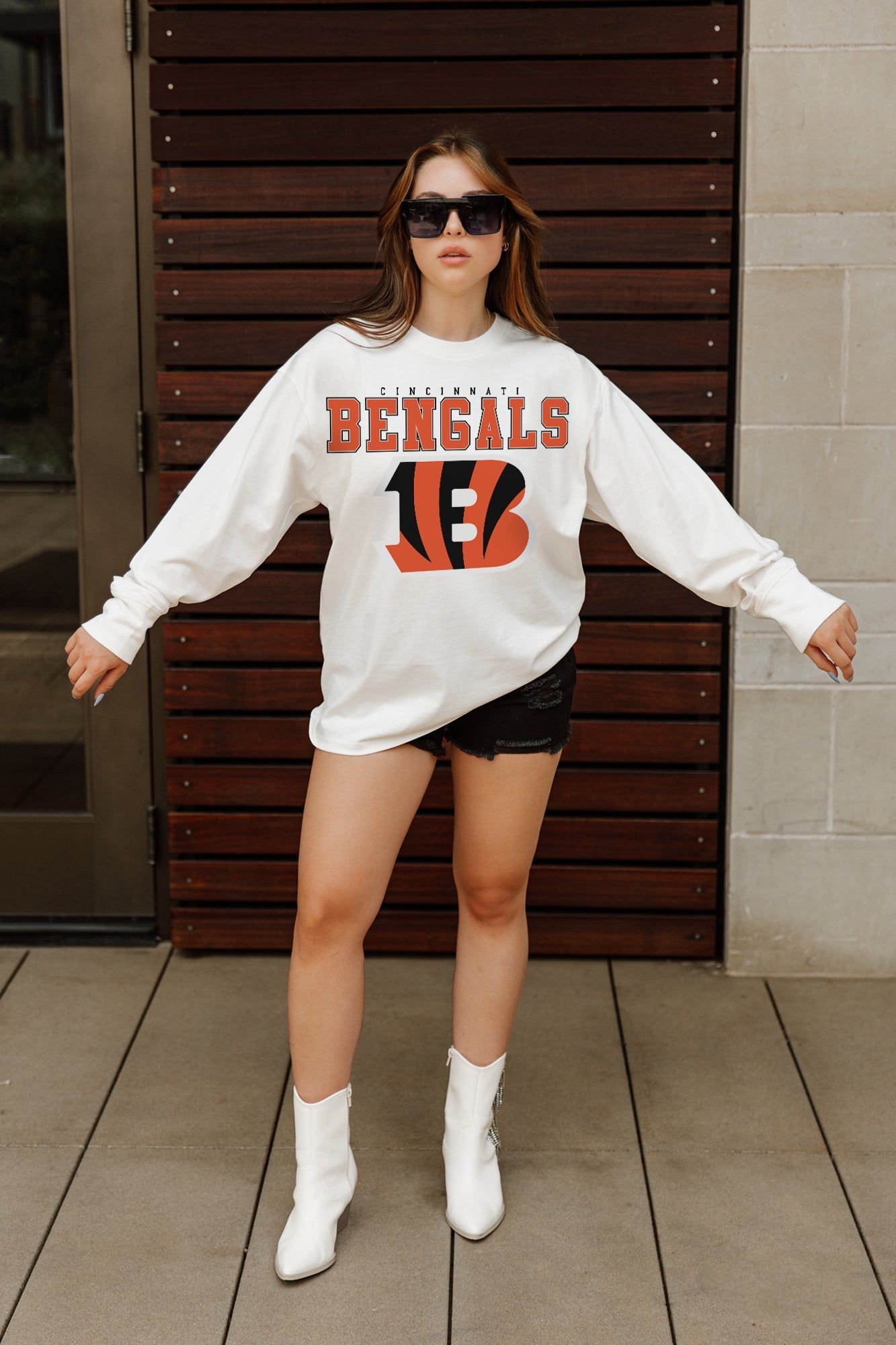 CINCINNATI BENGALS BIG GOALS OVERSIZED MIDWEIGHT LONG SLEEVE TEE