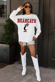 CINCINNATI BEARCATS BIG GOALS OVERSIZED LONG SLEEVE TEE WITH RIBBED NECKLINE AND CUFFS