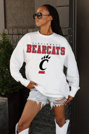 CINCINNATI BEARCATS BIG GOALS OVERSIZED LONG SLEEVE TEE WITH RIBBED NECKLINE AND CUFFS