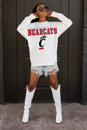 CINCINNATI BEARCATS BIG GOALS OVERSIZED LONG SLEEVE TEE WITH RIBBED NECKLINE AND CUFFS