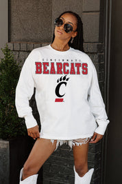 CINCINNATI BEARCATS BIG GOALS OVERSIZED LONG SLEEVE TEE WITH RIBBED NECKLINE AND CUFFS
