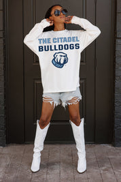 CITADEL BULLDOGS BIG GOALS OVERSIZED LONG SLEEVE TEE WITH RIBBED NECKLINE AND CUFFS