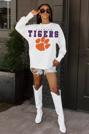 CLEMSON TIGERS BIG GOALS OVERSIZED LONG SLEEVE TEE WITH RIBBED NECKLINE AND CUFFS