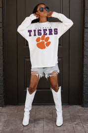 CLEMSON TIGERS BIG GOALS OVERSIZED LONG SLEEVE TEE WITH RIBBED NECKLINE AND CUFFS