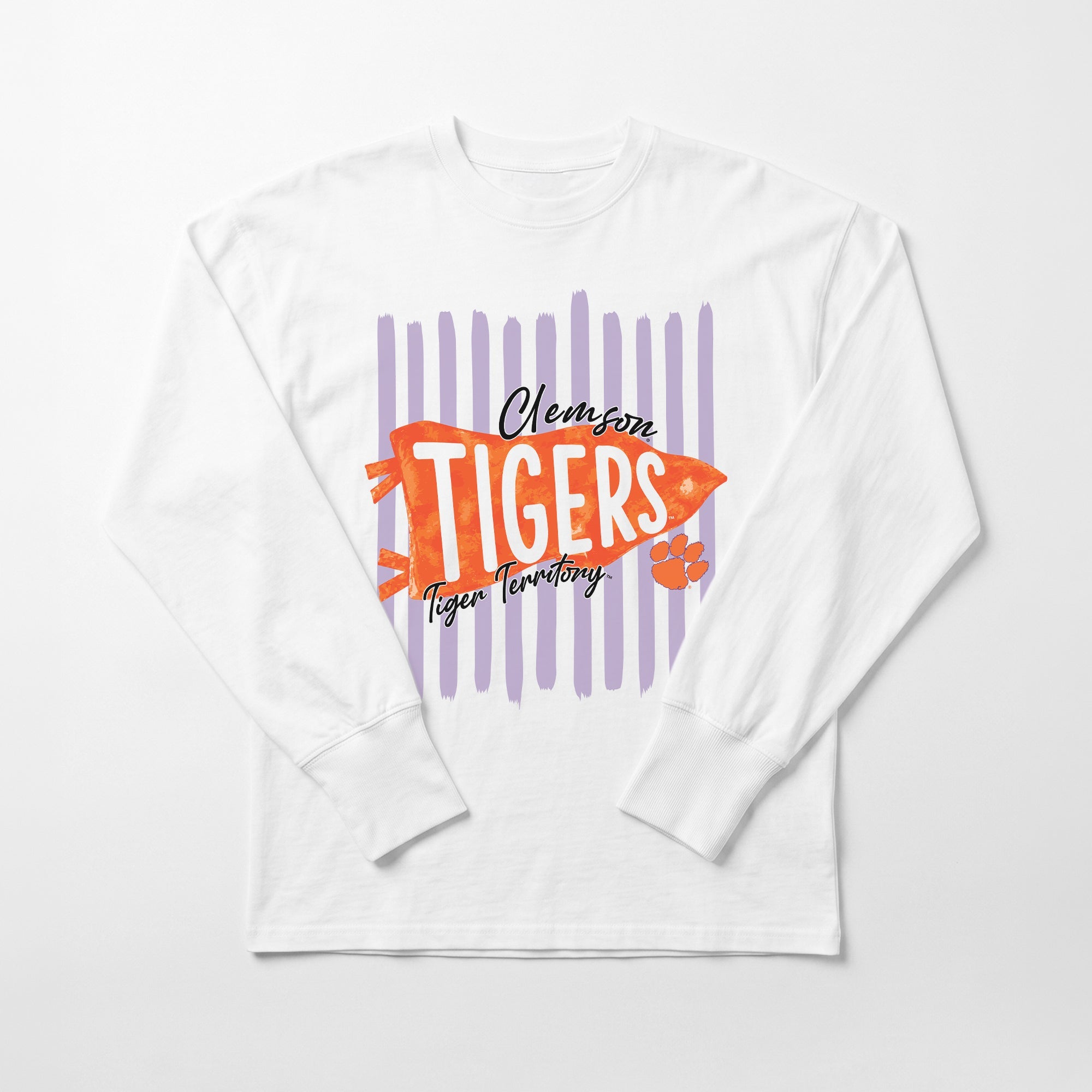 CLEMSON TIGERS RALLY STRIPE ESSENTIAL RELAXED FIT LONG SLEEVE TEE