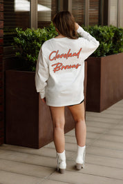 CLEVELAND BROWNS DOUBLE MOVE OVERSIZED MIDWEIGHT LONG SLEEVE TEE