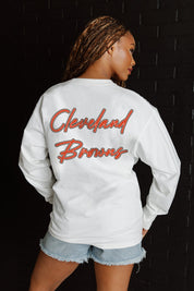 CLEVELAND BROWNS DOUBLE MOVE OVERSIZED MIDWEIGHT LONG SLEEVE TEE