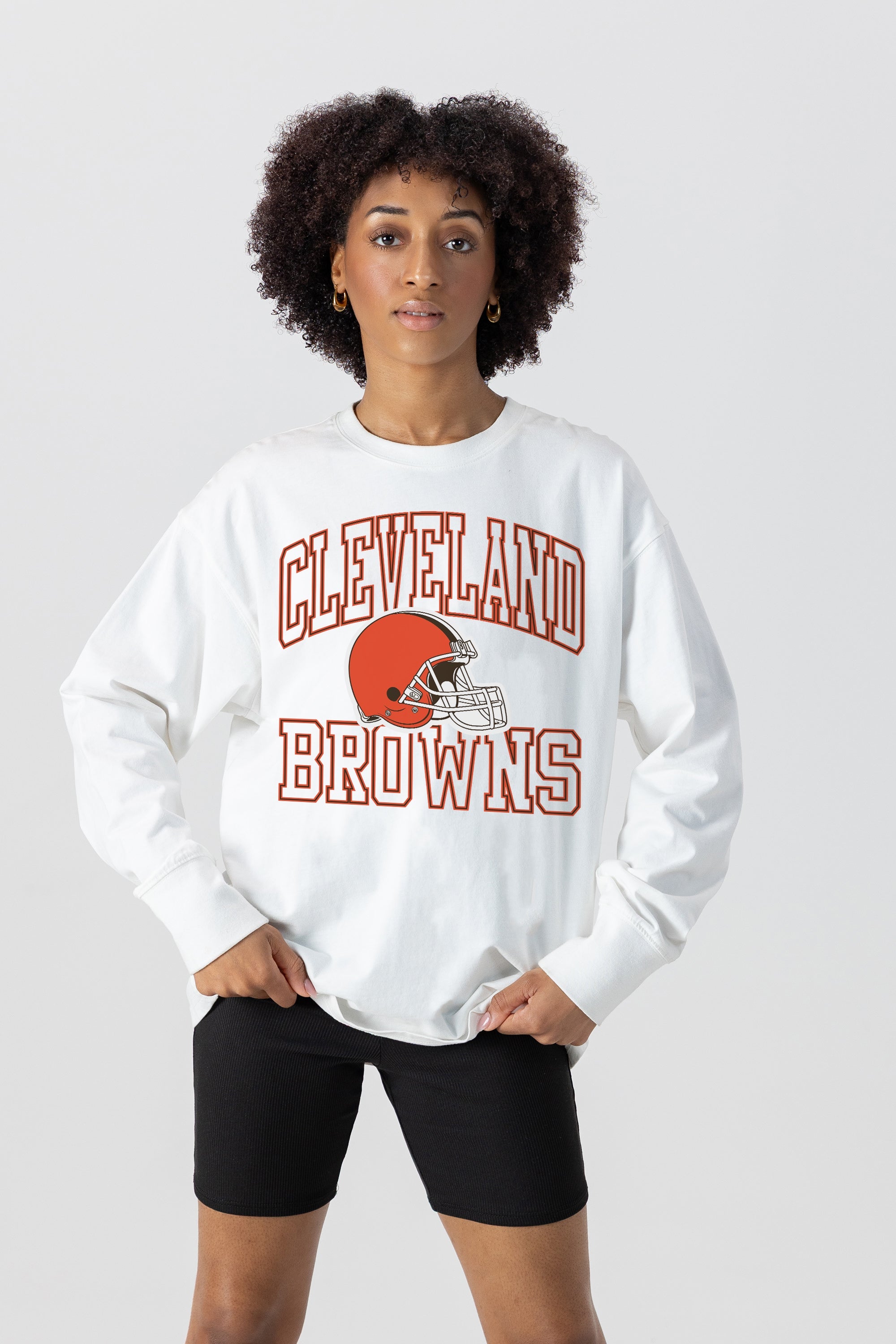 CLEVELAND BROWNS MIND GAMES OVERSIZED MIDWEIGHT LONG SLEEVE TEE