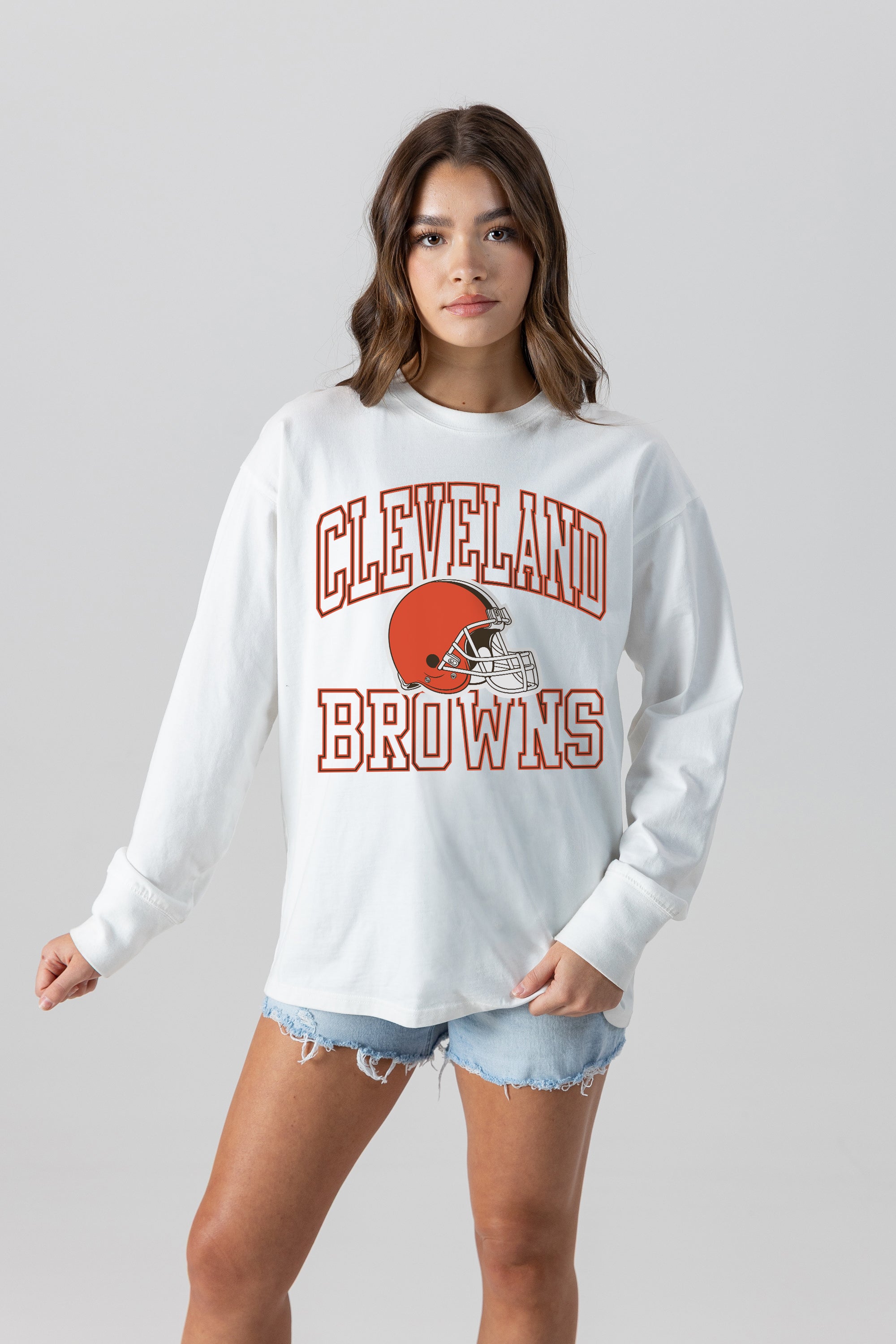 CLEVELAND BROWNS MIND GAMES OVERSIZED MIDWEIGHT LONG SLEEVE TEE