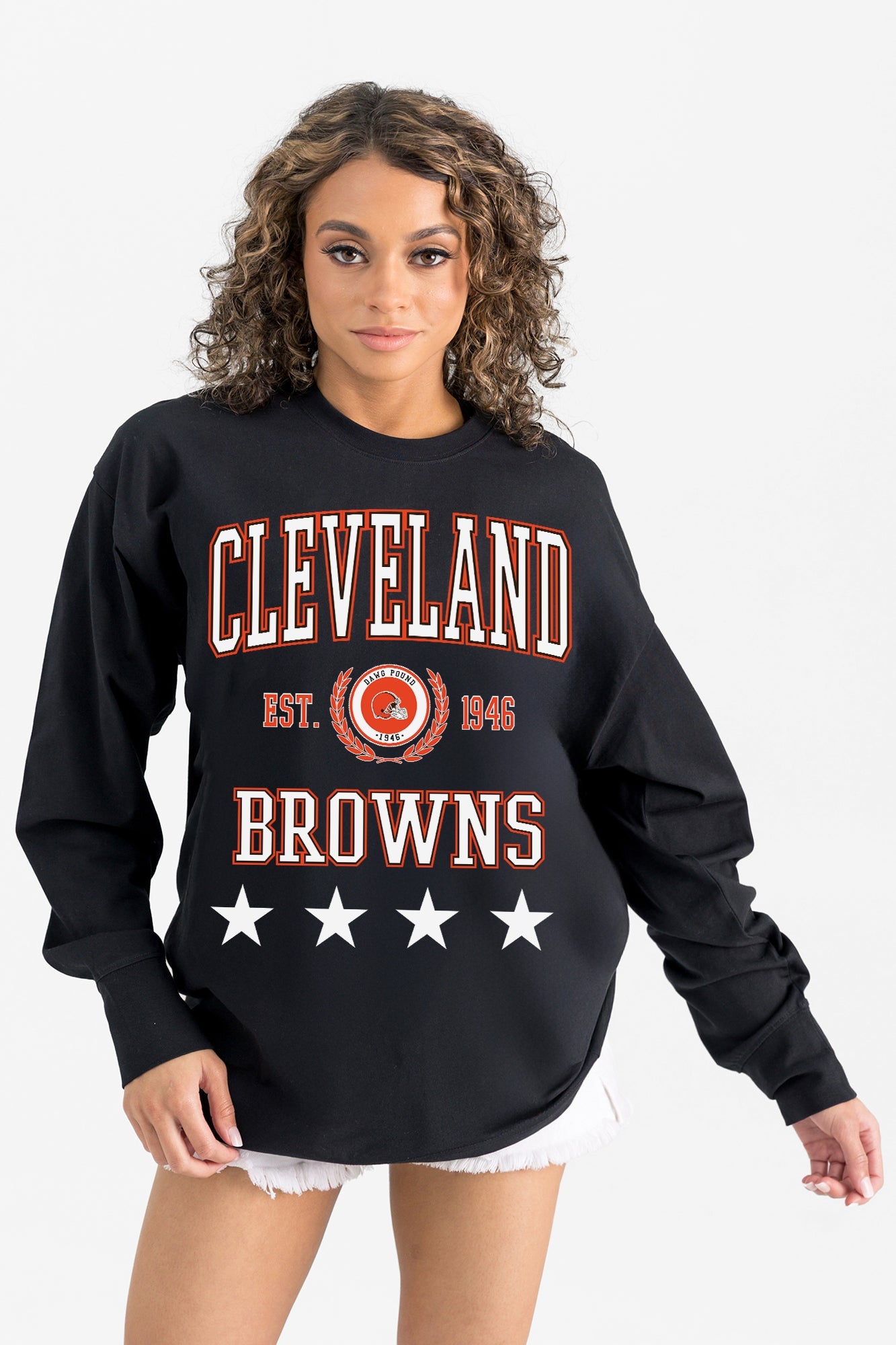 CLEVELAND BROWNS EVERYDAY STAR ESSENTIAL RELAXED FIT LONG SLEEVE TEE