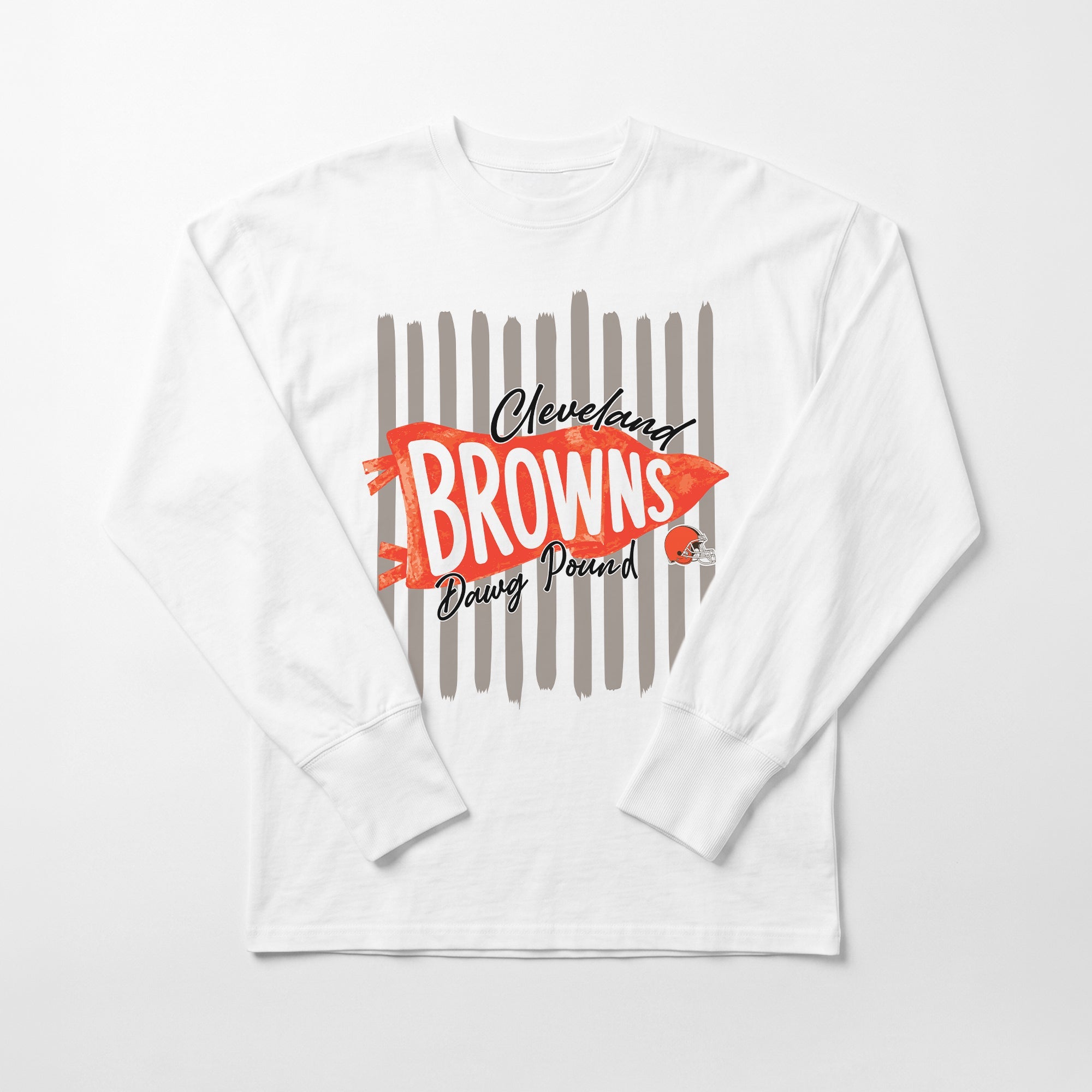 CLEVELAND BROWNS RALLY STRIPE OVERSIZED LONG SLEEVE TEE