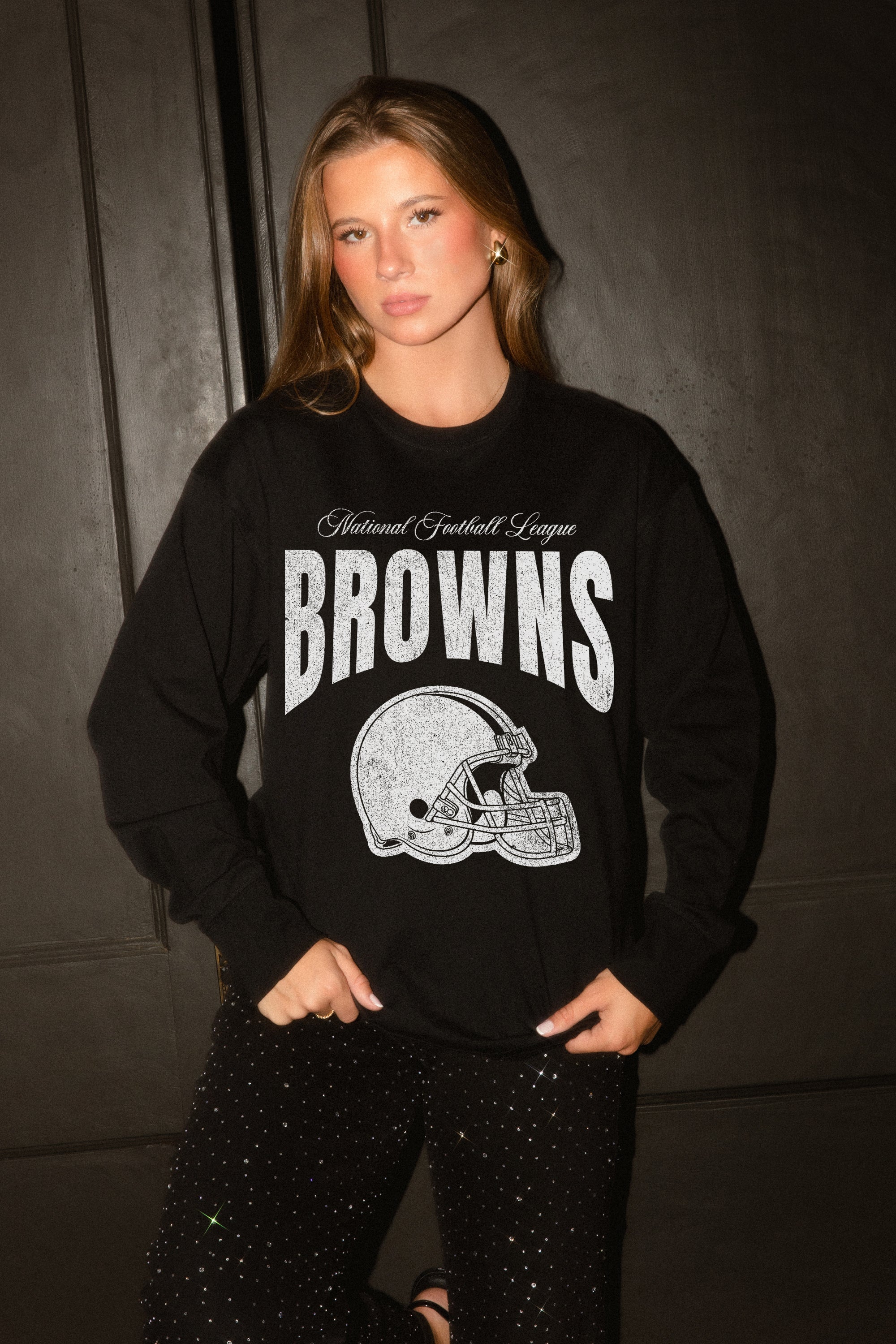 CLEVELAND BROWNS BOLD AMBITION OVERSIZED LONG SLEEVE TEE