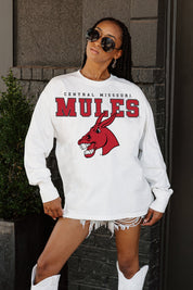 CENTRAL MISSOURI MULES BIG GOALS OVERSIZED LONG SLEEVE TEE WITH RIBBED NECKLINE AND CUFFS